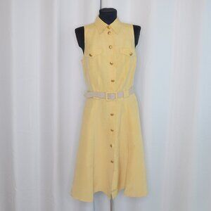 Vintage 1970s Escada Silk Linen Dress Butter Yellow Sz 4